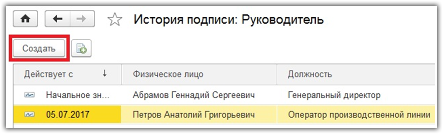 Ответственные лица в 1С